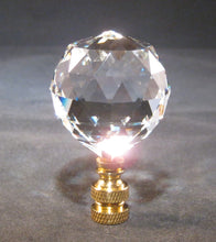 Load image into Gallery viewer, CRYSTAL FACETED BALL-Lamp Finial-Clear, Polished Brass Finish