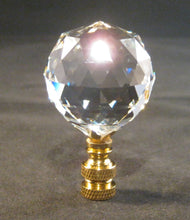 Load image into Gallery viewer, CRYSTAL FACETED BALL-Lamp Finial-Clear, Polished Brass Finish