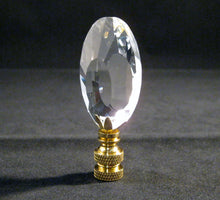 Load image into Gallery viewer, CRYSTAL PEAR ALMOND-Lamp Finial-Clear, Polished Brass Finish