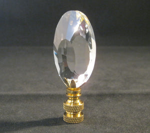 CRYSTAL PEAR ALMOND-Lamp Finial-Clear, Polished Brass Finish