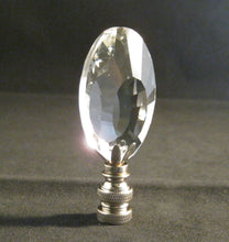 Load image into Gallery viewer, CRYSTAL PEAR ALMOND-Lamp Finial-Clear, Satin Nickel Finish