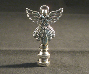 ANGEL Cast Metal Lamp Finials-6 Colors Available (1 Pc.)-Antique Silver Finish