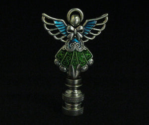 ANGEL Cast Metal Lamp Finials-6 Colors Available (1 Pc.)-Antique Silver Finish