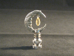 MOON W/BEAD Cast Metal Lamp Finial-Antique Silver Finish