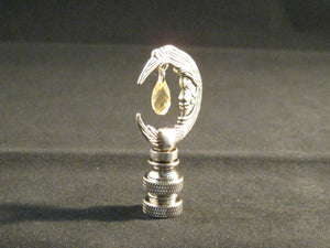 MOON W/BEAD Cast Metal Lamp Finial-Antique Silver Finish