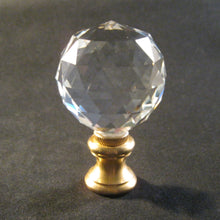 Load image into Gallery viewer, CRYSTAL FACETED BALL-Lamp Finial-Clear, Dual Thread Polished Brass Base