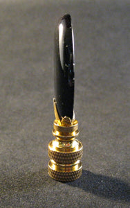 BLACK Agate Lamp Finial with PB, SN or AB Base (1-PC.)