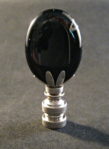BLACK Agate Lamp Finial with PB, SN or AB Base (1-PC.)