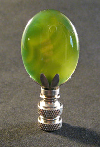 GREEN Agate Stone Lamp Finial with PB, SN or AB Base (1-PC.)
