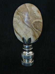 PICTURE JASPER Stone Lamp Finial with PB, SN or AB Base (1-PC.)
