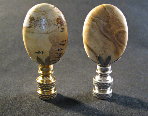 PICTURE JASPER Stone Lamp Finial with PB, SN or AB Base (1-PC.)