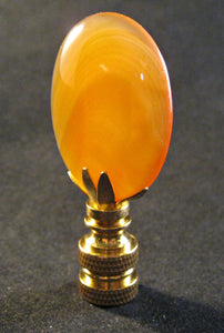 AMBER RED Agate Stone Lamp Finial with PB,SN or AB Base (1-PC.)