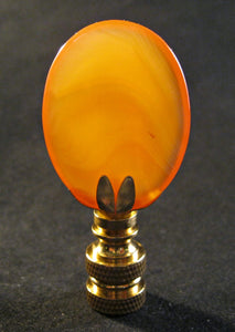 AMBER RED Agate Stone Lamp Finial with PB,SN or AB Base (1-PC.)