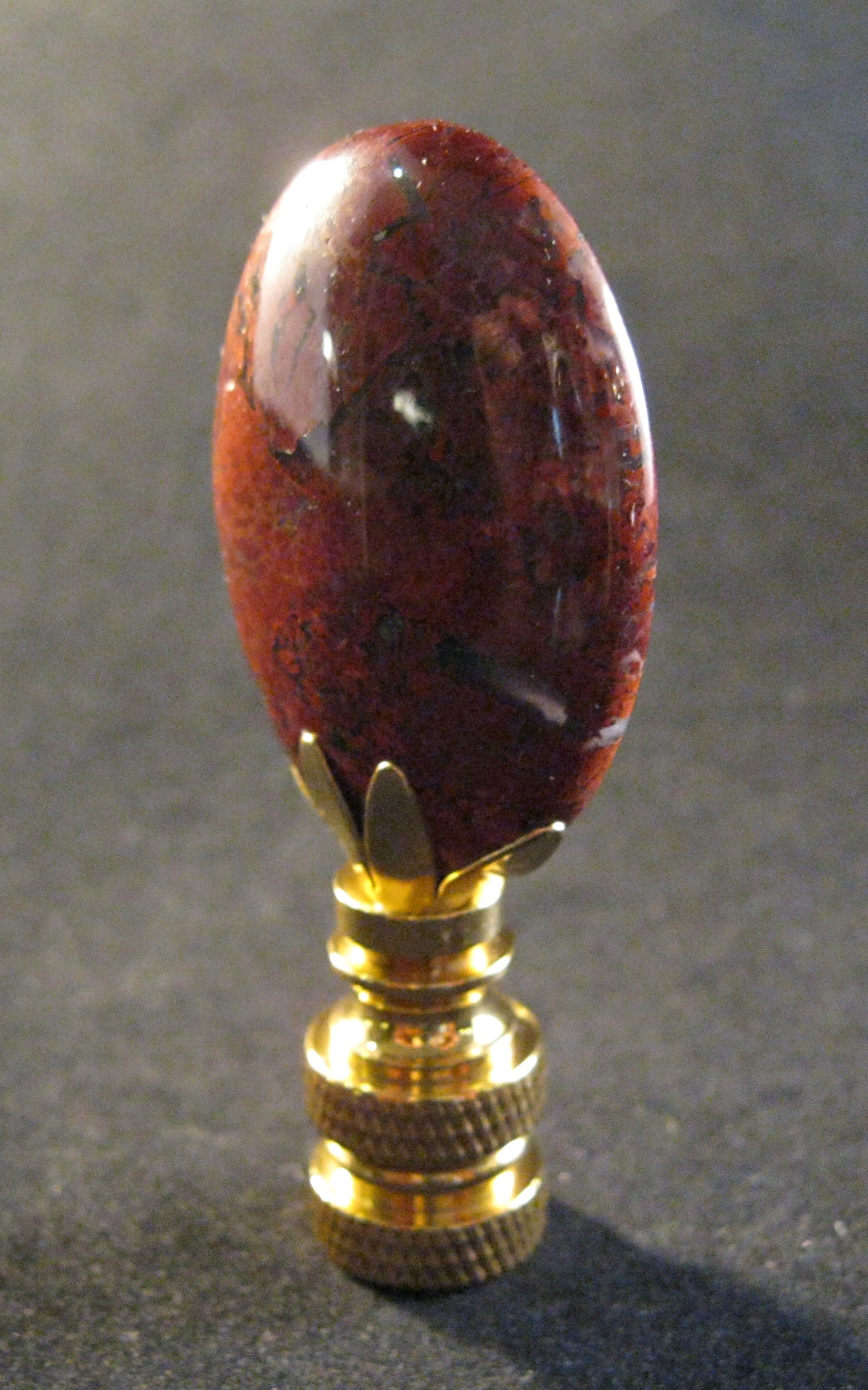 BRECCIATED JASPER-B Stone Lamp Finial with PB, SN or AB Base (1-PC.)