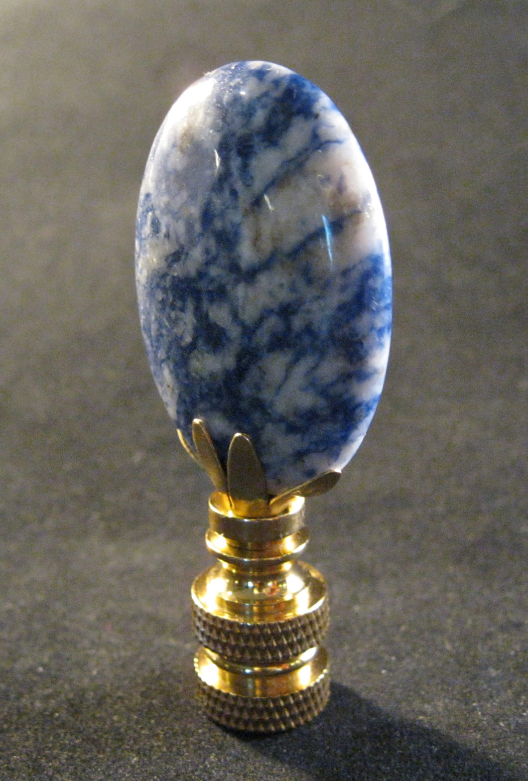 BLUE SPOT Agate Lamp Finial with PB,SN or AB Base (1-PC.)