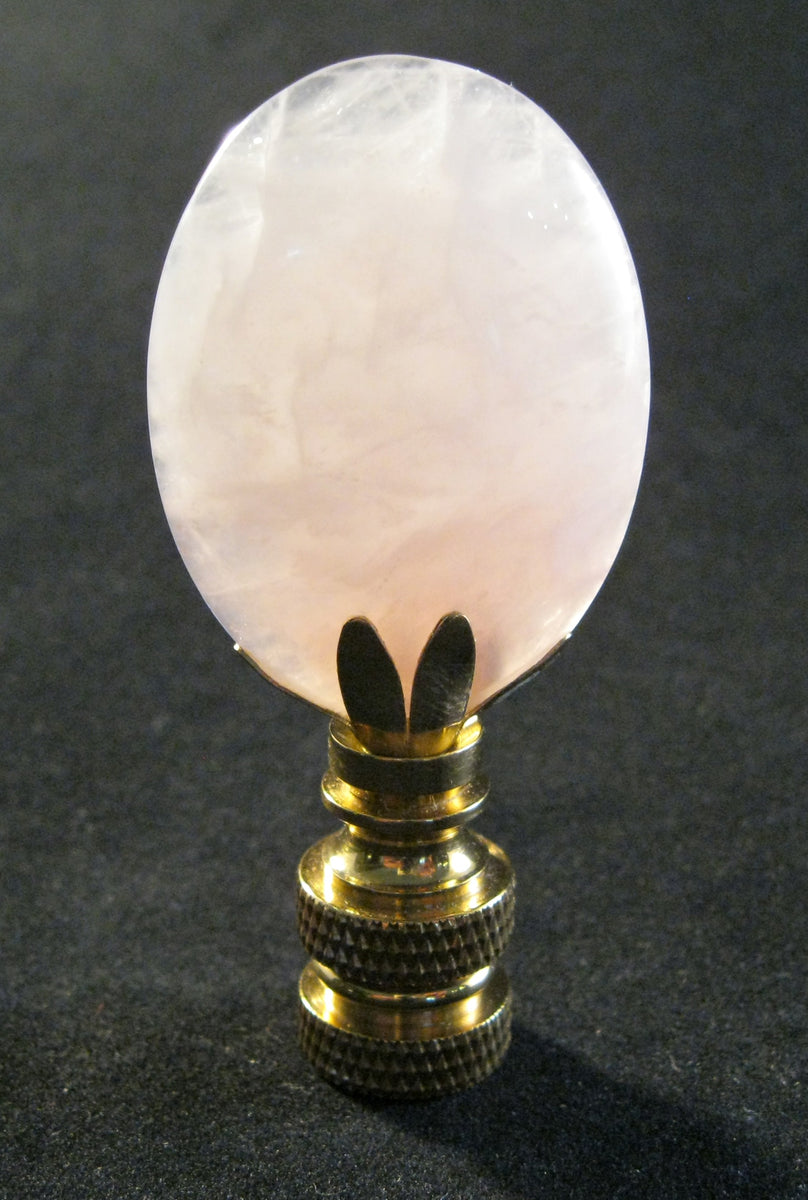 ROSE QUARTZ Stone Lamp Finial with PB,SN or AB Base (1PC.) Lamp
