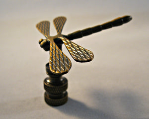 DRAGONFLY Lamp Finial-Aged Brass Finish, Highly detailed metal casting