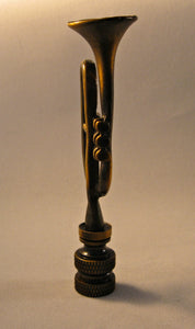 TRUMPET Lamp Finial-Aged Brass Finish, Highly detailed metal casting