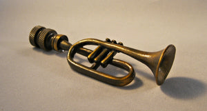 TRUMPET Lamp Finial-Aged Brass Finish, Highly detailed metal casting