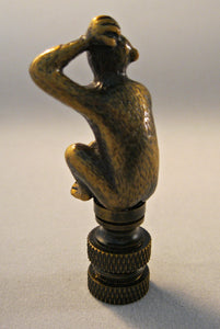 MONKEY Lamp Finial-Aged Brass Finish, Highly detailed metal casting