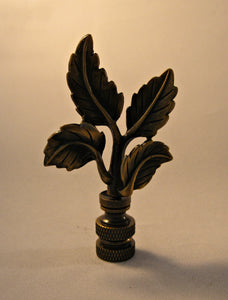 4-LEAVES Lamp Finial, Aged Brass Finish, Highly detailed metal casting