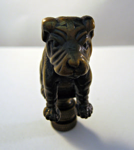SITTING BULLDOG Lamp Finial-Aged Brass Finish, Highly detailed metal casting