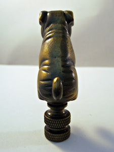 SITTING BULLDOG Lamp Finial-Aged Brass Finish, Highly detailed metal casting