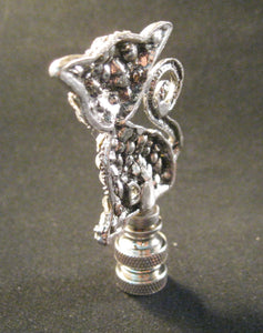 KITTY CAT Rhinestone Lamp Finial-Antique Silver Finish