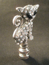 Load image into Gallery viewer, KITTY CAT Rhinestone Lamp Finial-Antique Silver Finish