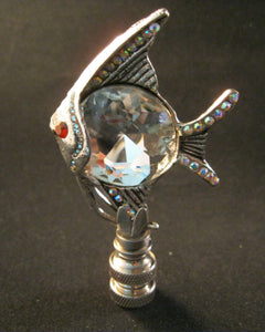FISH Rhinestone Lamp Finial-Antique Silver Finish