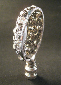 RHINESTONE FILIGREE Lamp Finial-Antique Silver Finish
