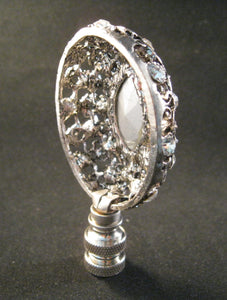RHINESTONE FILIGREE Lamp Finial-Antique Silver Finish