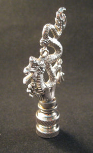 CHINESE DRAGON Cast Metal Lamp Finial-Antique Silver Finish