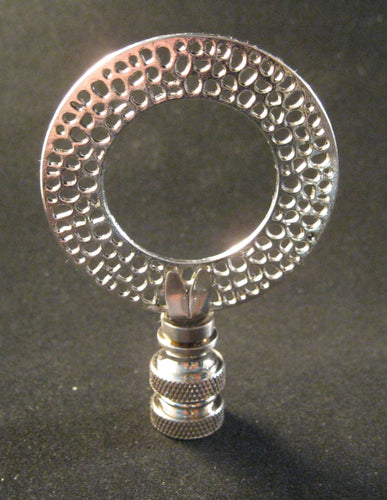 PERFORATED DISK Cast Metal Lamp Finial-Antique Silver Finish