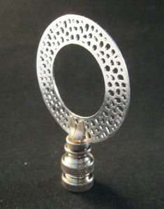 PERFORATED DISK Cast Metal Lamp Finial-Antique Silver Finish