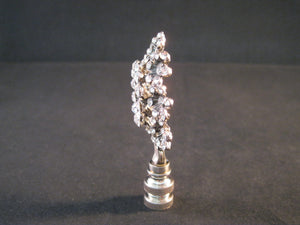 RHINESTONE FLOWER-B Lamp Finial-Antique Silver Finish