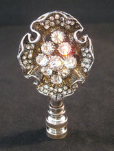 Load image into Gallery viewer, RHINESTONE FLOWER CREST Lamp Finial-Antique Silver Finish