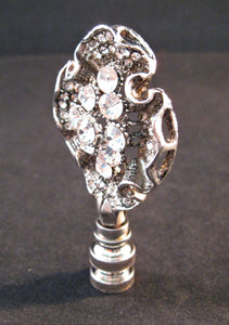 RHINESTONE FLOWER CREST Lamp Finial-Antique Silver Finish