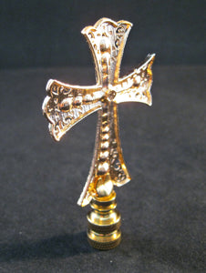 PATONCE CROSS AB Rhinestone Lamp Finial-Gold, Polished Brass Base