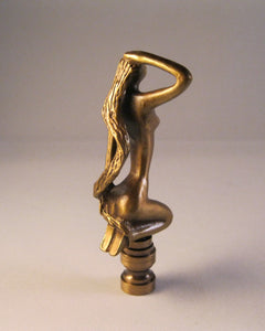MODERN WOMAN Lamp Finial, Aged Brass Finish, Highly detailed metal casting