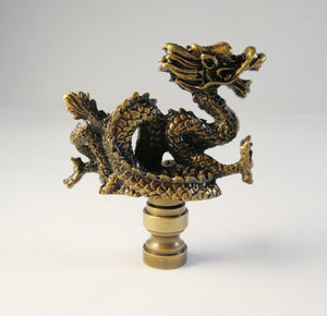 SERPENT/DRAGON Lamp Finial, Aged Brass Finish, Highly detailed metal casting
