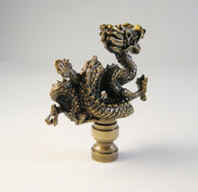 Load image into Gallery viewer, SERPENT/DRAGON Lamp Finial, Aged Brass Finish, Highly detailed metal casting