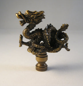 SERPENT/DRAGON Lamp Finial, Aged Brass Finish, Highly detailed metal casting