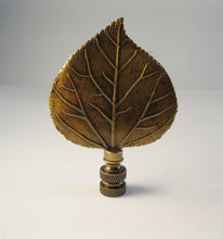 Load image into Gallery viewer, LARGE CAST LEAF Lamp Finial, Aged Brass Finish, Highly detailed metal casting