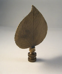 LARGE CAST LEAF Lamp Finial, Aged Brass Finish, Highly detailed metal casting