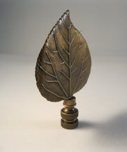 Load image into Gallery viewer, LARGE CAST LEAF Lamp Finial, Aged Brass Finish, Highly detailed metal casting