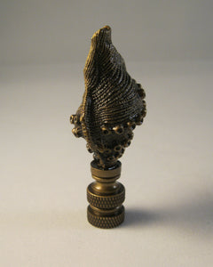 CAST SEA SHELL Lamp Finial, Aged Brass Finish, Highly detailed metal casting