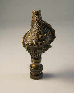 CAST SEA SHELL Lamp Finial, Aged Brass Finish, Highly detailed metal casting