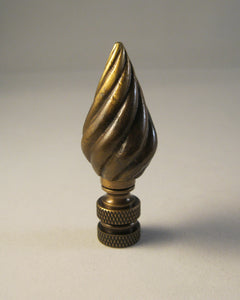 SPIRAL CONE Lamp Finial, Aged Brass Finish, Highly detailed metal casting