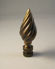 Load image into Gallery viewer, SPIRAL CONE Lamp Finial, Aged Brass Finish, Highly detailed metal casting